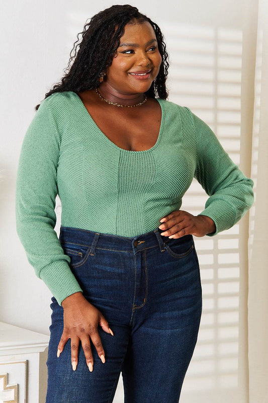 Basic Bae Scoop Neck Long Sleeve Top Green Trendsi 4045841fc83d4afc9be5900519d85530-Max