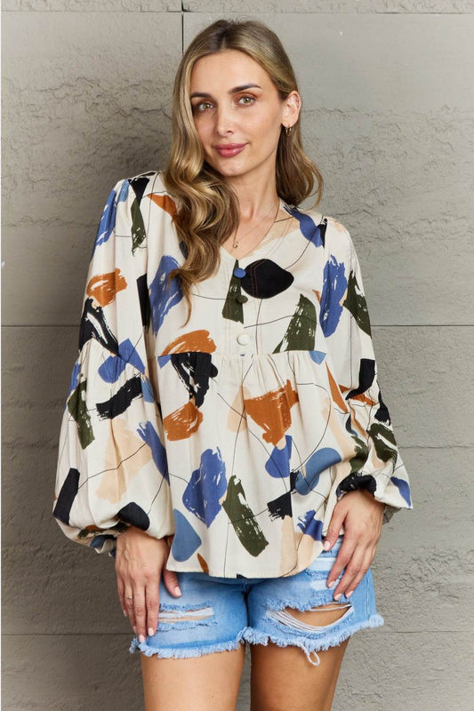Hailey & Co Wishful Thinking Multi Colored Printed Blouse Beige Trendsi 40eab1bfcab14667af7a6030c8cbf48d-Max