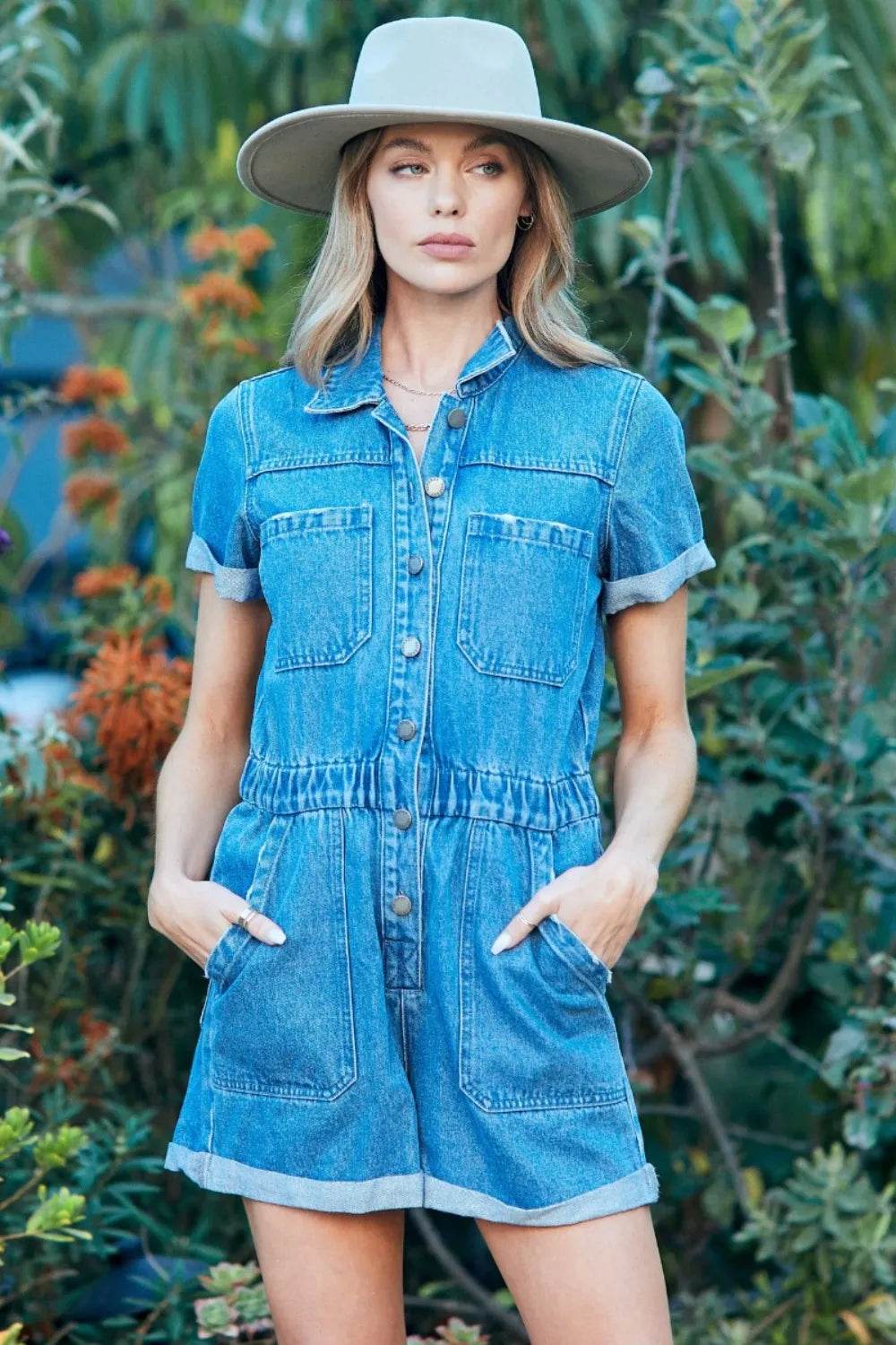 Veveret Elastic Waistband Denim Romper Trendsi 40efd179-94aa-4ba6-b6e3-57d54adb51d9-Max