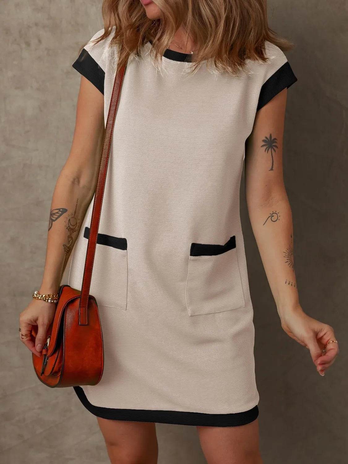 Round Neck Cap Sleeve Mini Dress Cream Trendsi 4112052e-7075-489c-8deb-db4a11830d23-Max-Origin