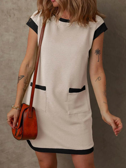 Round Neck Cap Sleeve Mini Dress Cream Trendsi 4112052e-7075-489c-8deb-db4a11830d23-Max-Origin