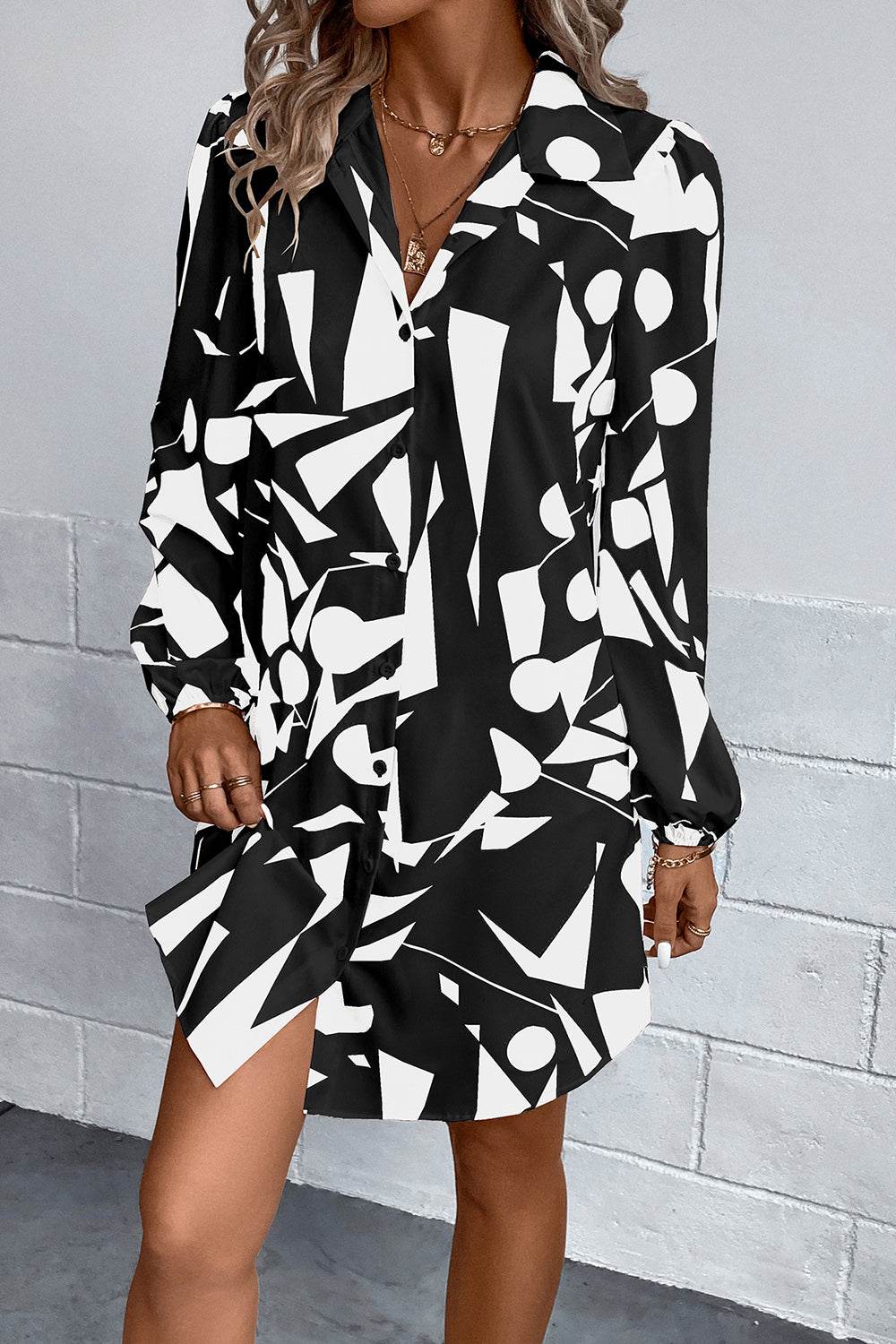 Geometric Long Sleeve Shirt Dress Trendsi 417e644601c947d48888c3c12da32c16-Max