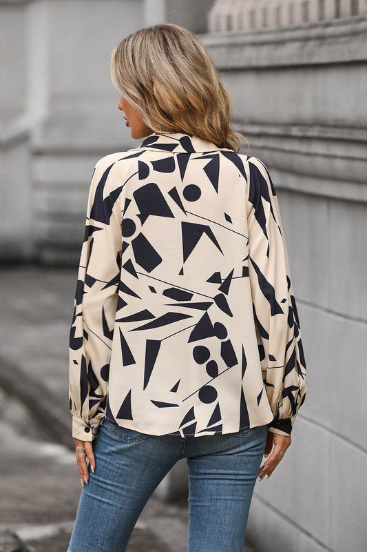 Perfee Printed Johnny Collar Blouse Trendsi 4186fe3fdc1b43168bff2917d1b76427-Max