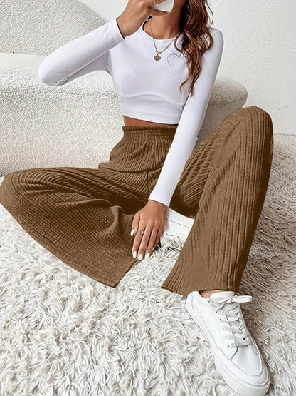 Ribbed High Waist Pants Trendsi 41dd39c0-841c-49cc-8898-78c46b29afc4-Max