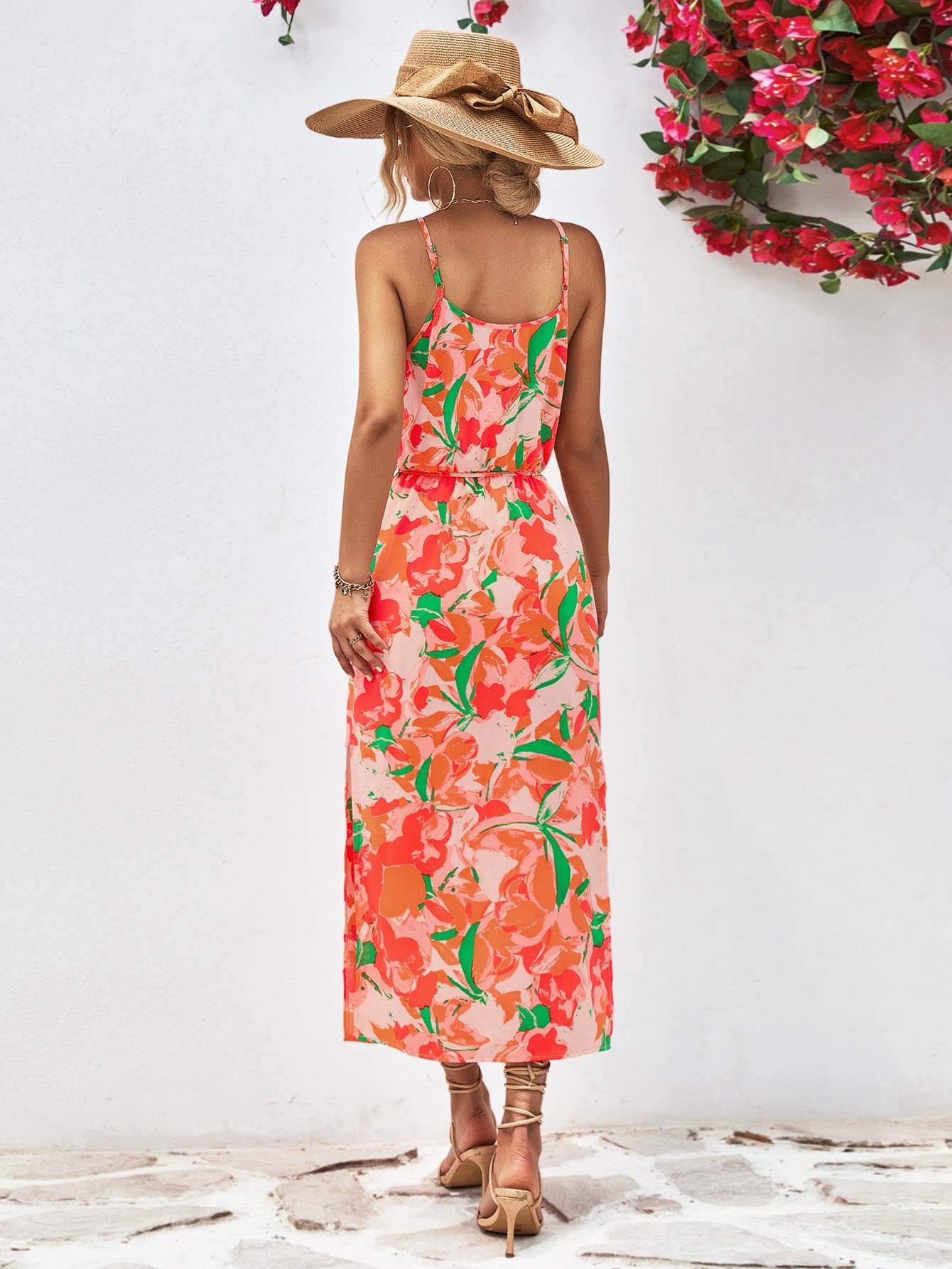 Printed Spaghetti Strap Front Slit Dress Trendsi 42ab1d7d5c97411e8f5d232ea1de9c0a-Max