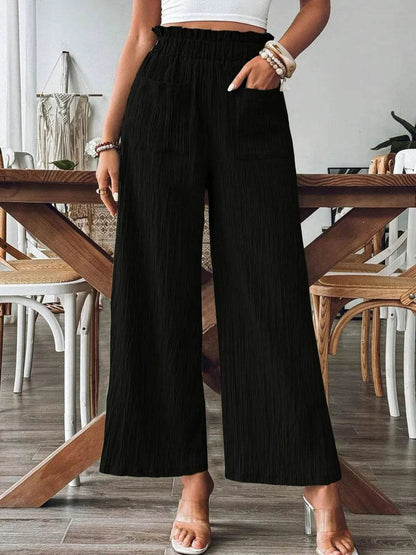 Frill Wide Leg Pants Black Trendsi 42ca9338-46d6-46f9-b7de-ffc1fc8e0edd-Max
