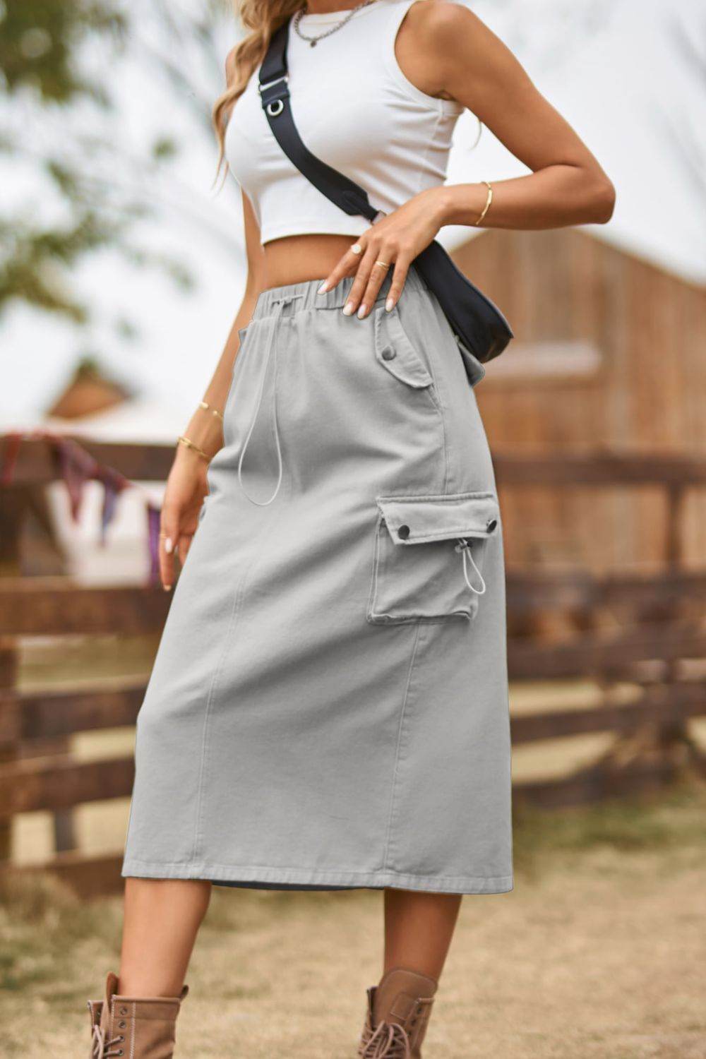 Drawstring Waist Slit Denim Skirt Trendsi 4320d939761840ed9858a50f10d4c1fb-Max