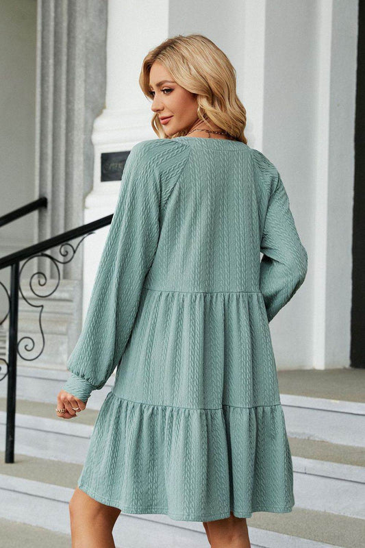 Notched Neck Long Sleeve Mini Dress Trendsi 4321c29eb5c34d7091d35e9239fde438-Max