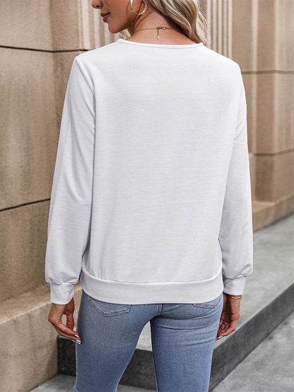 Perfee V-Neck Long Sleeve Blouse Trendsi 4341ac8a12034637b018f9fd9da6f142-Max