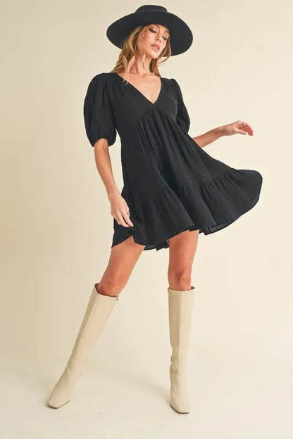 Aemi+Co Tied Back Ruffled Short Sleeve Mini Dress Trendsi 43613349f7bc4b83a70f0e228976be5c-Max-Origin