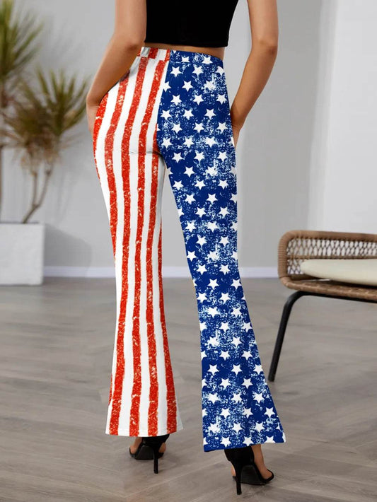FAM-FAM Star & Stripes High Waist Bootcut Pants Trendsi 439b5d86-062d-4097-bd3c-a7bc2e7ebd3d-Max