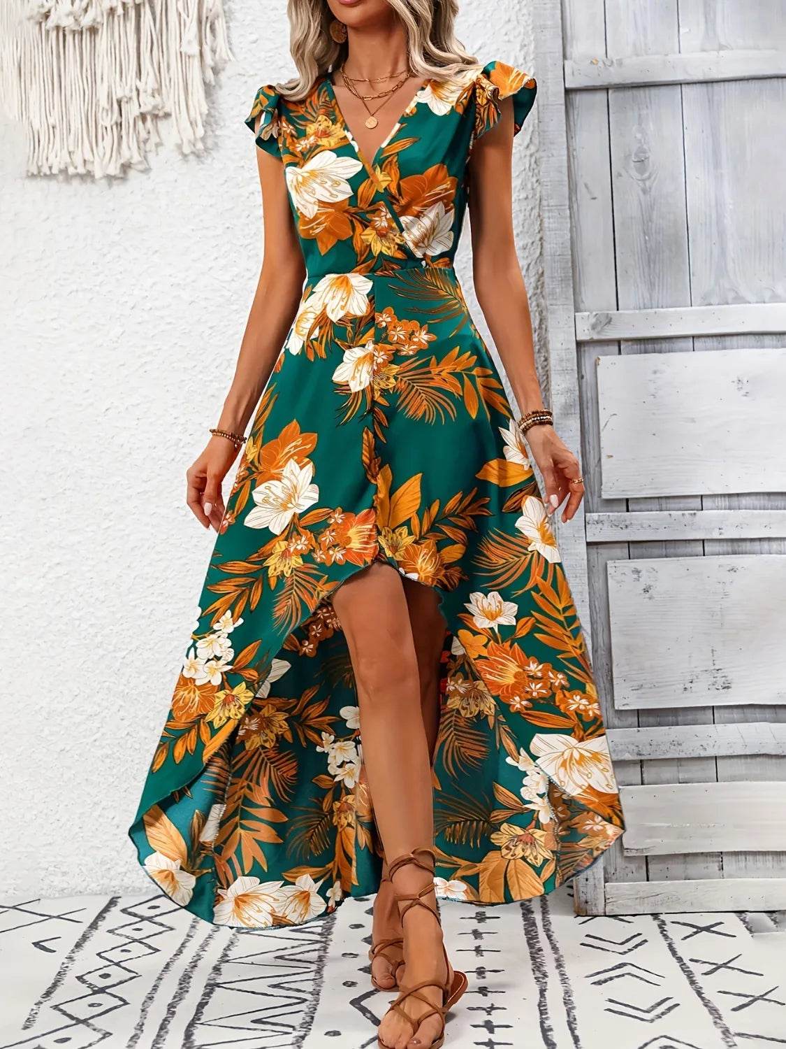 High-Low Printed Cap Sleeve Maxi Dress Trendsi 43b33fe5-bf96-44c5-8a82-325d4dbbd079-Max-Origin