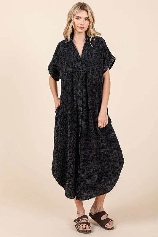 Mittoshop Mineral Wash V Neck Button Up Midi Shirt Dress Charcoal Trendsi 43cfebc1-19a6-4ce8-b27c-217c1a77c610-Max