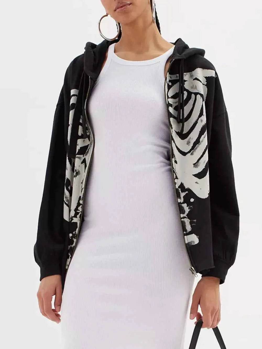 Skeleton Zip Up Drawstring Hoodie Trendsi 43e0056c-7976-4b89-9790-d84a42f988da-Max