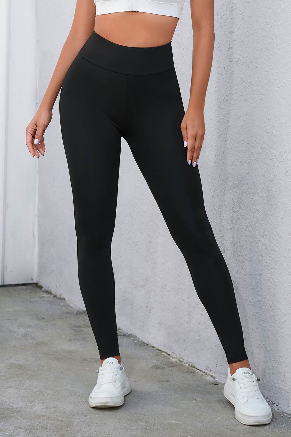 Crisscross Detail Wide Waistband Leggings Trendsi 43f073adabd14e86b42e25a108505385-Max