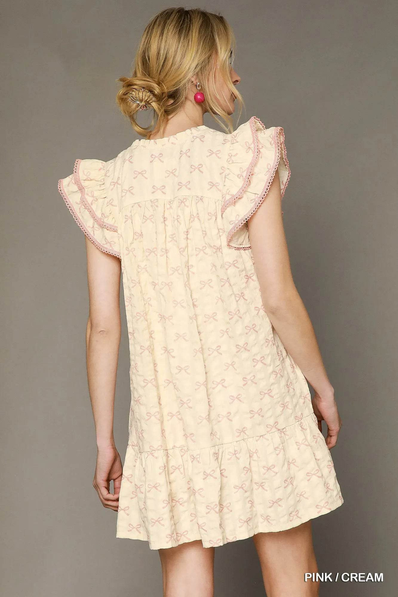 Umgee Bow Print Ruffled Cap Sleeve Mini Dress Trendsi 43f46145-4762-4fb0-9822-44a9636ae328-Max-Origin