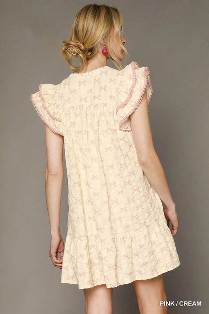 Umgee Bow Print Ruffled Cap Sleeve Mini Dress Trendsi 43f46145-4762-4fb0-9822-44a9636ae328-Max-Origin