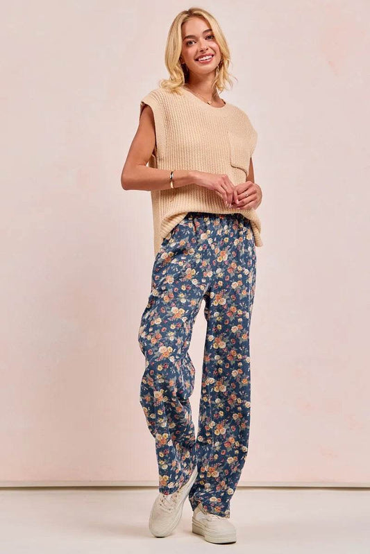 BiBi Washed Floral Print Wide Leg Jeans DENIM Trendsi 4408366ed4b64d90b77f9489a6cca9af-Max-Origin