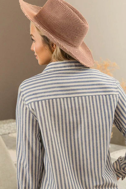 BiBi Lurex Linen Stripe Shirt Button Down Top Trendsi 445011bdd8a4492cb391fe3b38c4305e-Max-Origin