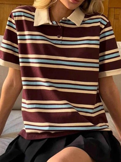 Striped Polo T-Shirt with Contrast Collar Trendsi 445d98dd-204b-43aa-ac75-14af8f70847f-Max-Origin