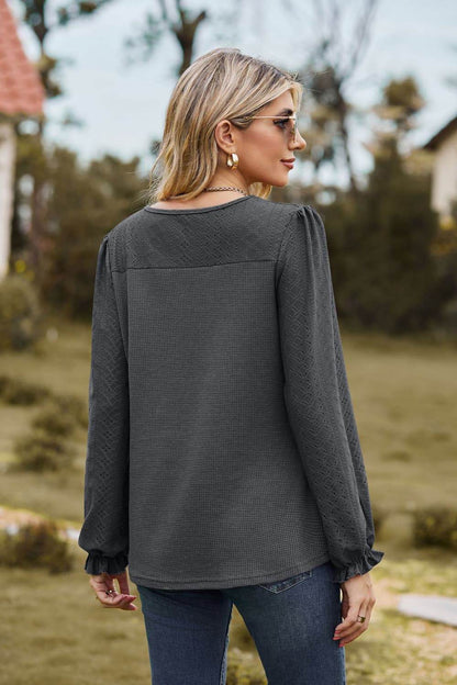 Round Neck Puff Sleeve Blouse Trendsi 446c7013db2141e2aef2448822bac84c-Max