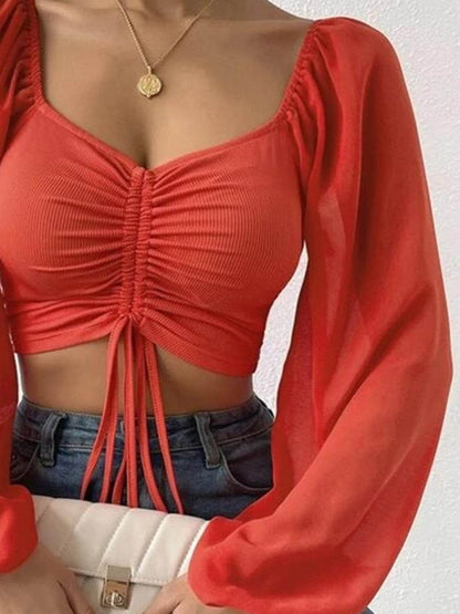 Drawstring Sweetheart Neck Cropped Top Trendsi 4492b2fb267e47aab42cf85d9ab1fcb0-Max