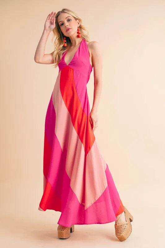 Aemi+Co Color Block Sleeveless Maxi Dress PINK COMBO Trendsi 44a525e3f2e44d0daa9b8d85ed512388-Max-Origin