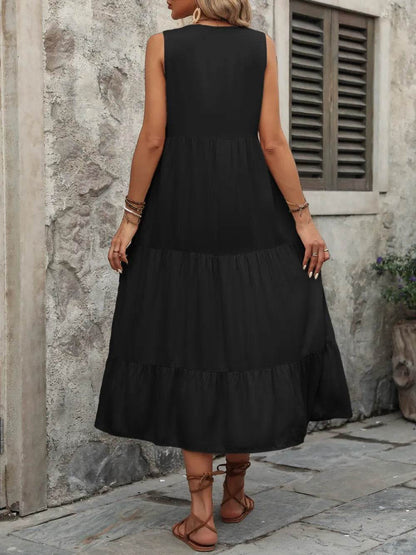 Ivy Lane Decorative Button Notched Sleeveless Dress Trendsi 44c517cf-88d2-4a7a-85f2-9b005c9d6657-Max