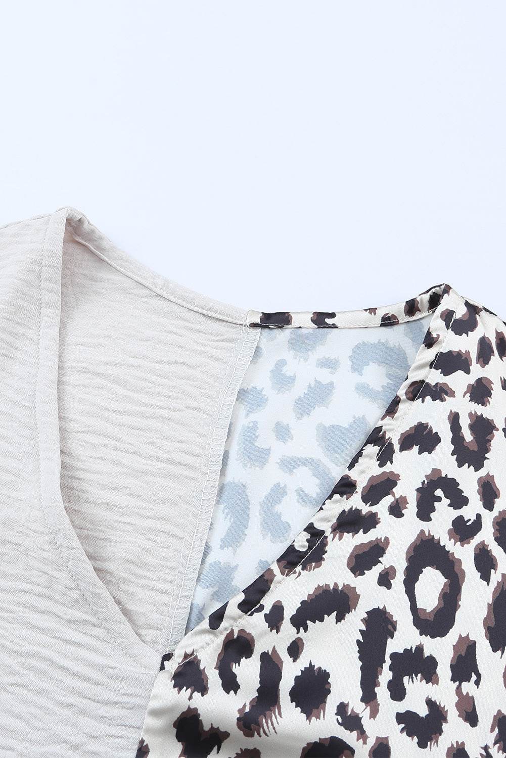 Leopard Color Block V-Neck Blouse Trendsi 44ddebb5f3ba4f8ebb11861331825884-Max