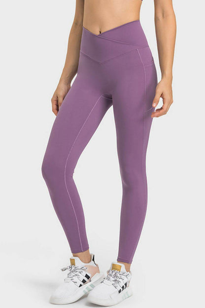 Millennia V-Waist Yoga Leggings with Pockets Purple Trendsi 45018e9aa7a942f590e168a0f2f02000-Max