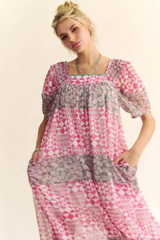 Davi & Dani Multi Floral Square Neck Puff Sleeve Maxi Dress Trendsi 450bcdc7e2e74a398accd9a0c892f8dc-Max-Origin