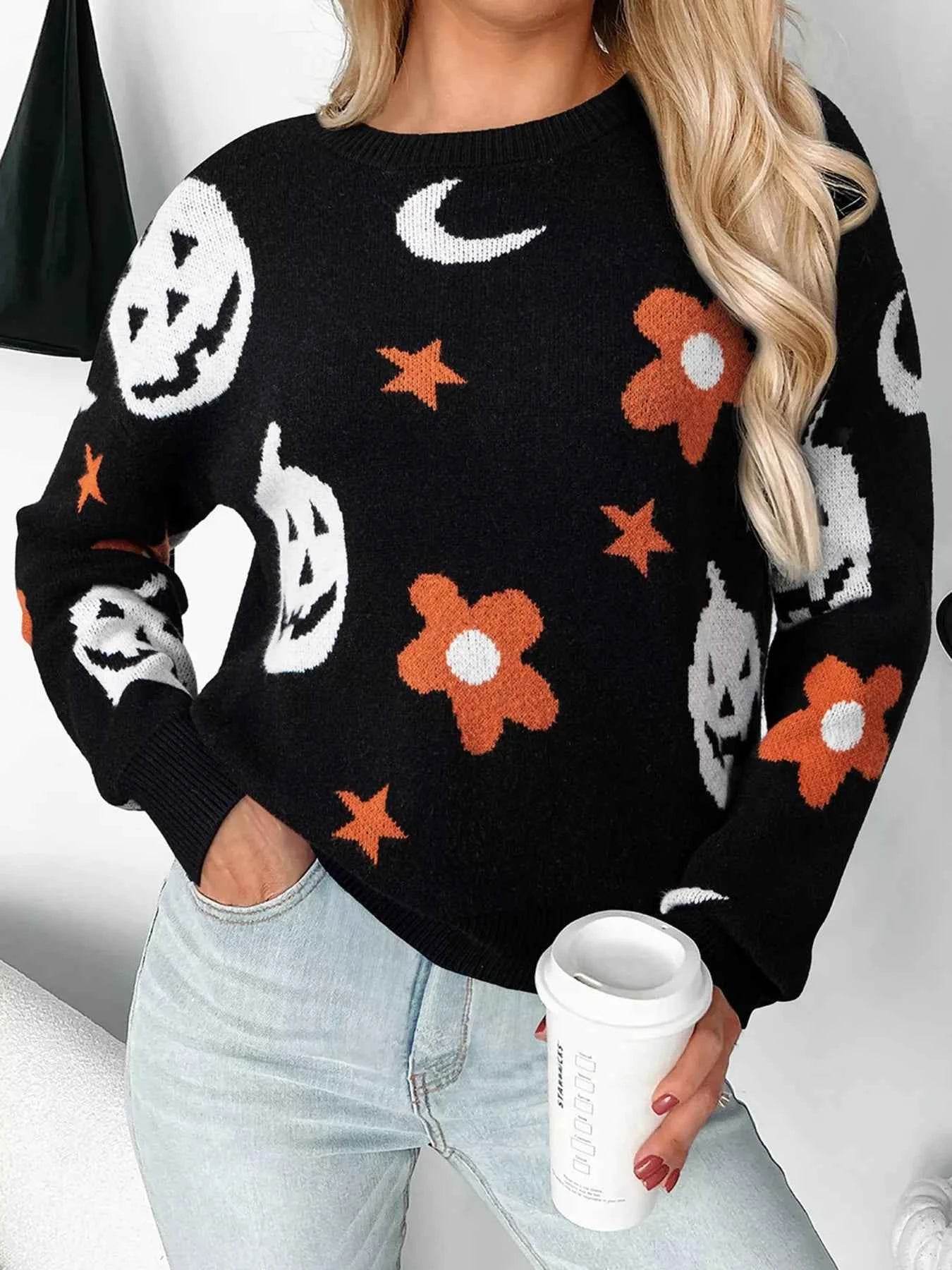 Halloween Gothic Pattern Long Sleeve Sweater Black Trendsi 4514ae10f5844077b261e9de199a7702-Max-Origin