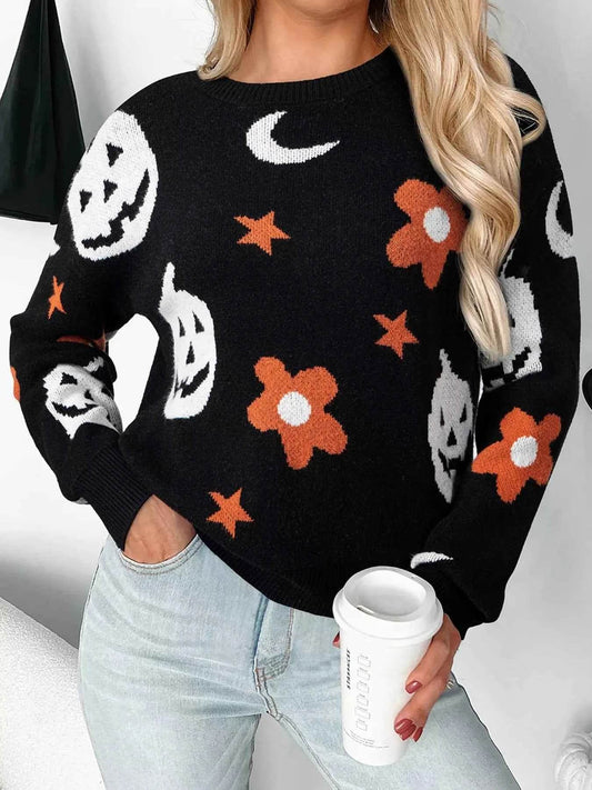 Halloween Gothic Pattern Long Sleeve Sweater Black Trendsi 4514ae10f5844077b261e9de199a7702-Max-Origin
