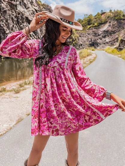 Long Sleeve V-Neck Mini Dress Trendsi 452b3b21ba59427eb78c14b8c76723ca-Max
