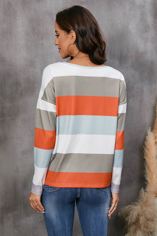 Wide Stripe Top with Pocket Trendsi 454709988c0445949fad6b2273ab67f0-Max
