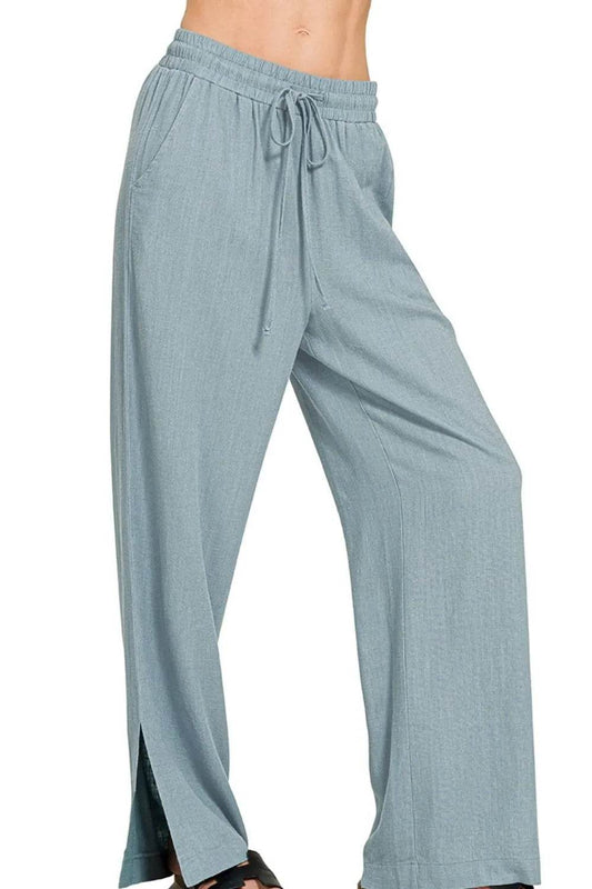 Zenana Linen Drawstring Pants BLUE GREY Trendsi 454e6b5f-63ad-4679-9666-7a86bc272577-Max-Origin