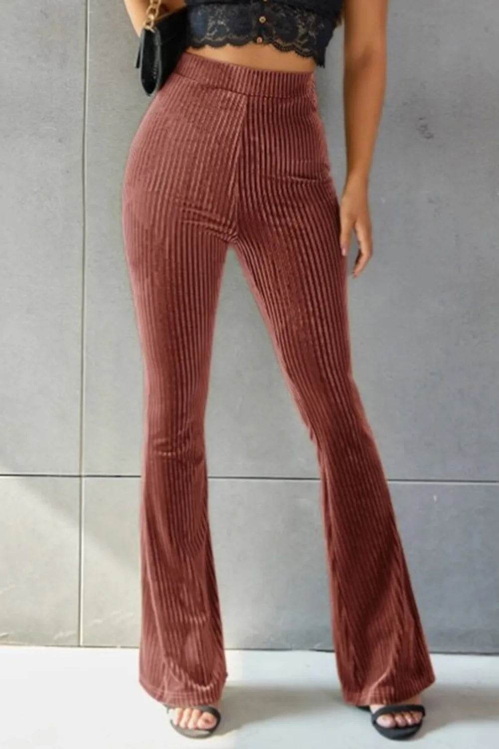 Ribbed High Waist Flare Pants Trendsi 456948bf-7d5b-463b-b3a1-53bbb51caa50-Max