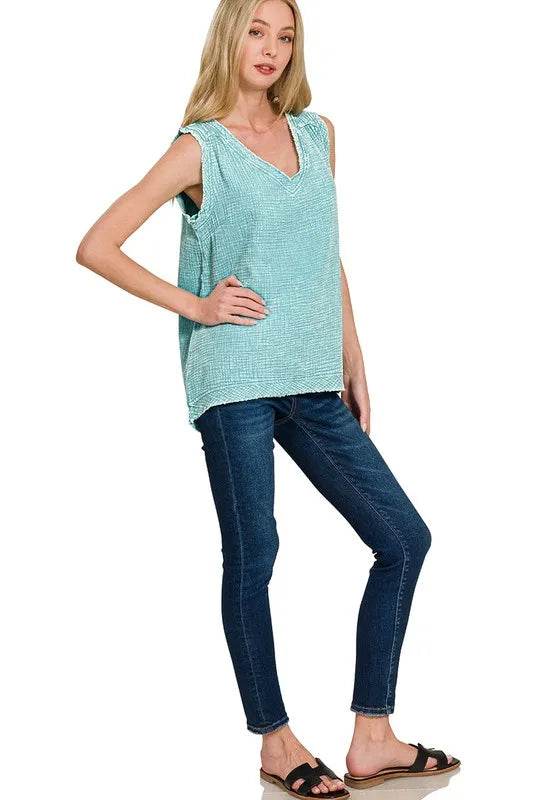 Zenana Double Gauze Raw Edge Acid Washed Tank Trendsi 458b9ffc31b24972a85d9ac7f334d489-Max-Origin