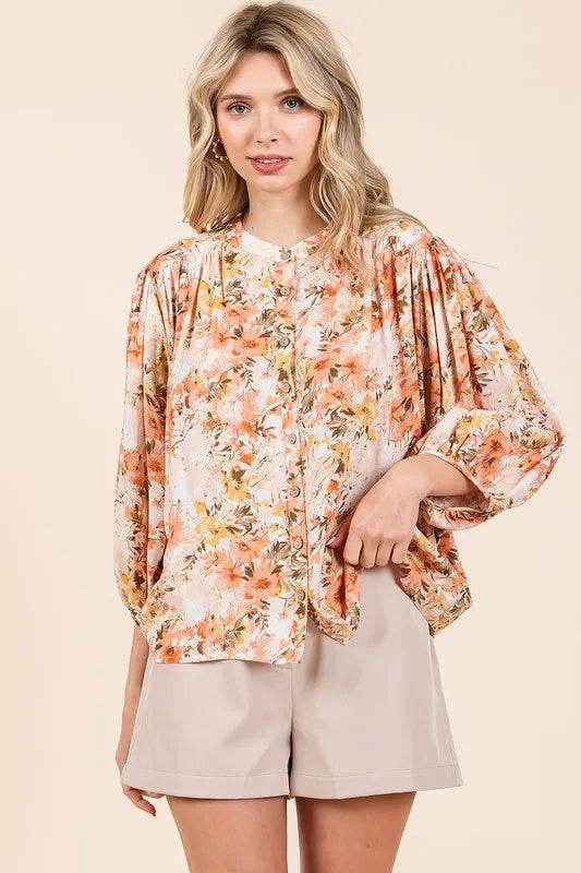 Mittoshop Flower Print Batwing Sleeve Button Down Blouse Trendsi 459de3fc-5931-4238-ae60-43a566e12631-Max