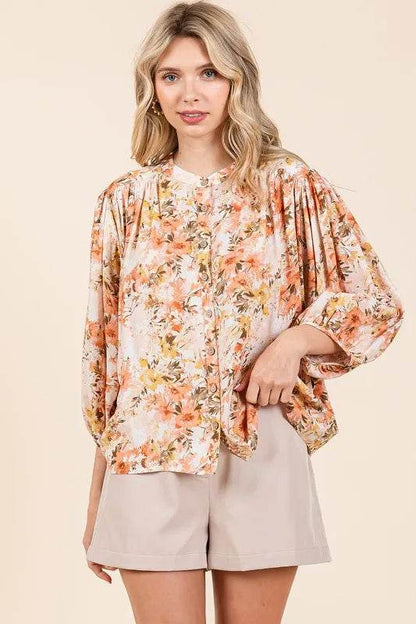 Mittoshop Flower Print Batwing Sleeve Button Down Blouse Trendsi 459de3fc-5931-4238-ae60-43a566e12631-Max