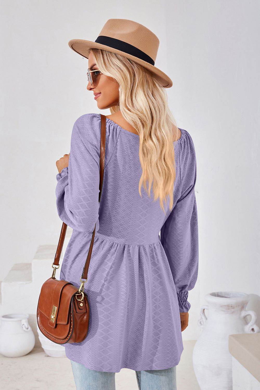 V-Neck Lantern Sleeve Blouse Trendsi 45a58528819a4fbeb5a632e9ae12b2c5-Max