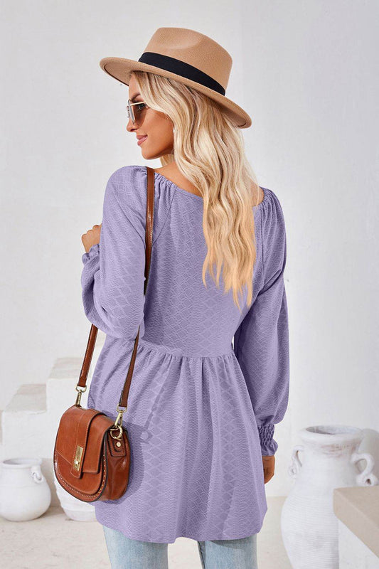 V-Neck Lantern Sleeve Blouse Trendsi 45a58528819a4fbeb5a632e9ae12b2c5-Max