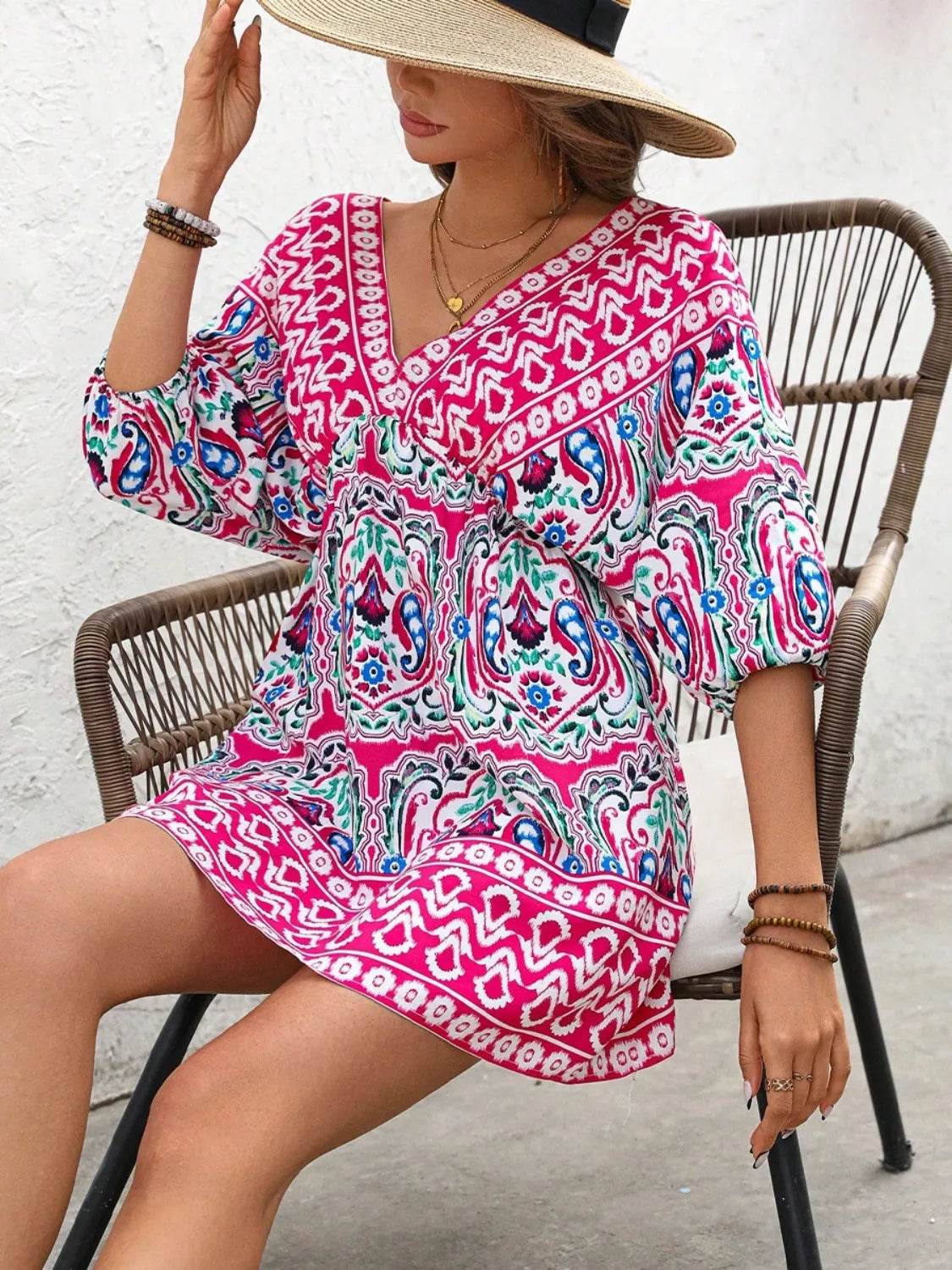 Printed Tie Back Half Sleeve Mini Dress Trendsi 45af22ef-a653-4359-9425-d35d86a8d781-Max-Origin