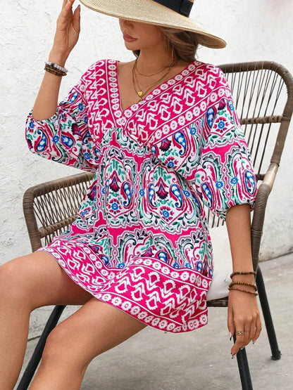 Printed Tie Back Half Sleeve Mini Dress Trendsi 45af22ef-a653-4359-9425-d35d86a8d781-Max-Origin
