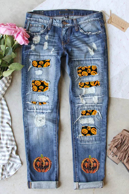 Pumpkin Distressed Straight Jeans Trendsi 45c6620c-a6a9-4574-bf61-a6dc7f754c09-Max