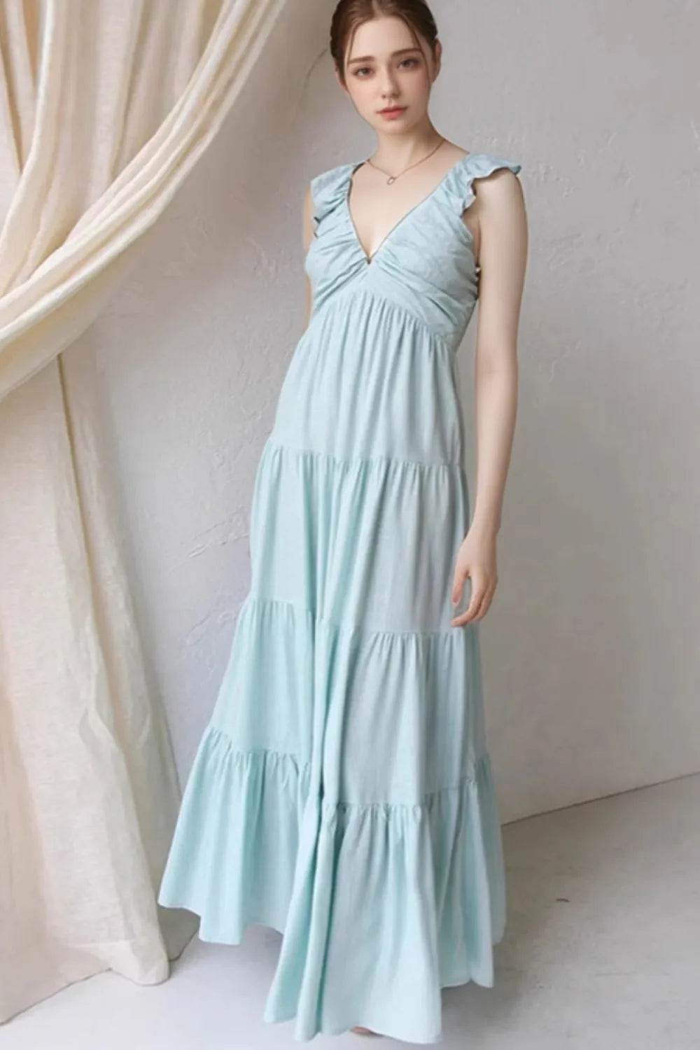 Ruffled V-Neck Tiered Dress Trendsi 45c6ec44-da48-4645-bbfd-1ca2aa17c715-Max-Origin
