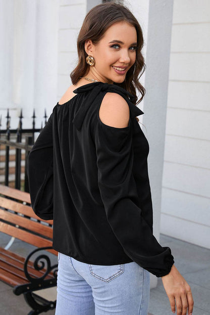 Tied Asymmetrical Neck Cold-Shoulder Blouse Trendsi 45cadc13029f456c934a8d1b63fa8040-Max