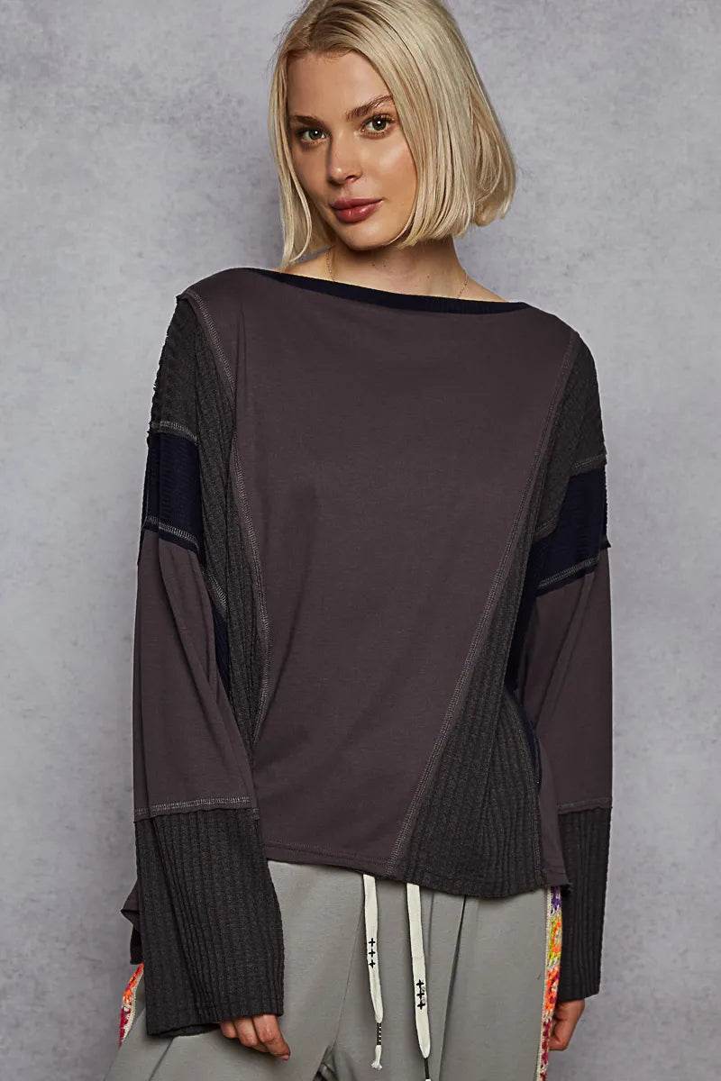 POL Contrast Round Neck Long Sleeve T-Shirt Dark Gray Trendsi 45d1ed75-a042-4a5c-9f5a-889aa53f71f4-Max-Origin