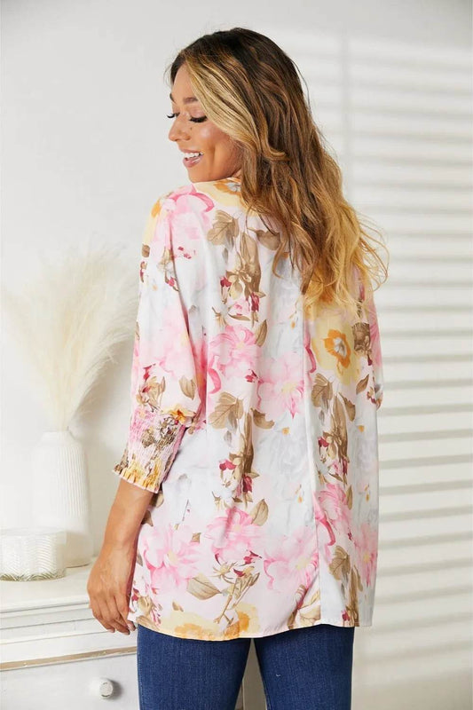 Double Take Floral Round Neck Three-Quarter Sleeve Top Trendsi 45e55dfd-5f43-47e8-bb9e-fd901d43ac9f-Max
