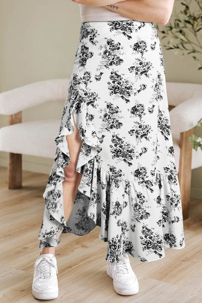 Boho Floral High Waist Ruffle Split Maxi Skirt Trendsi 45ee37c3-a808-4a0d-9c73-1332efa7af42-Max-Origin